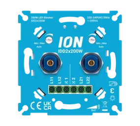 ION Industries LED Dimmer DUO - 2×0.3-200W - Fase-afsnijding ION Industries LED Dimmer DUO - 2×0.3-200W - Fase-afsnijding