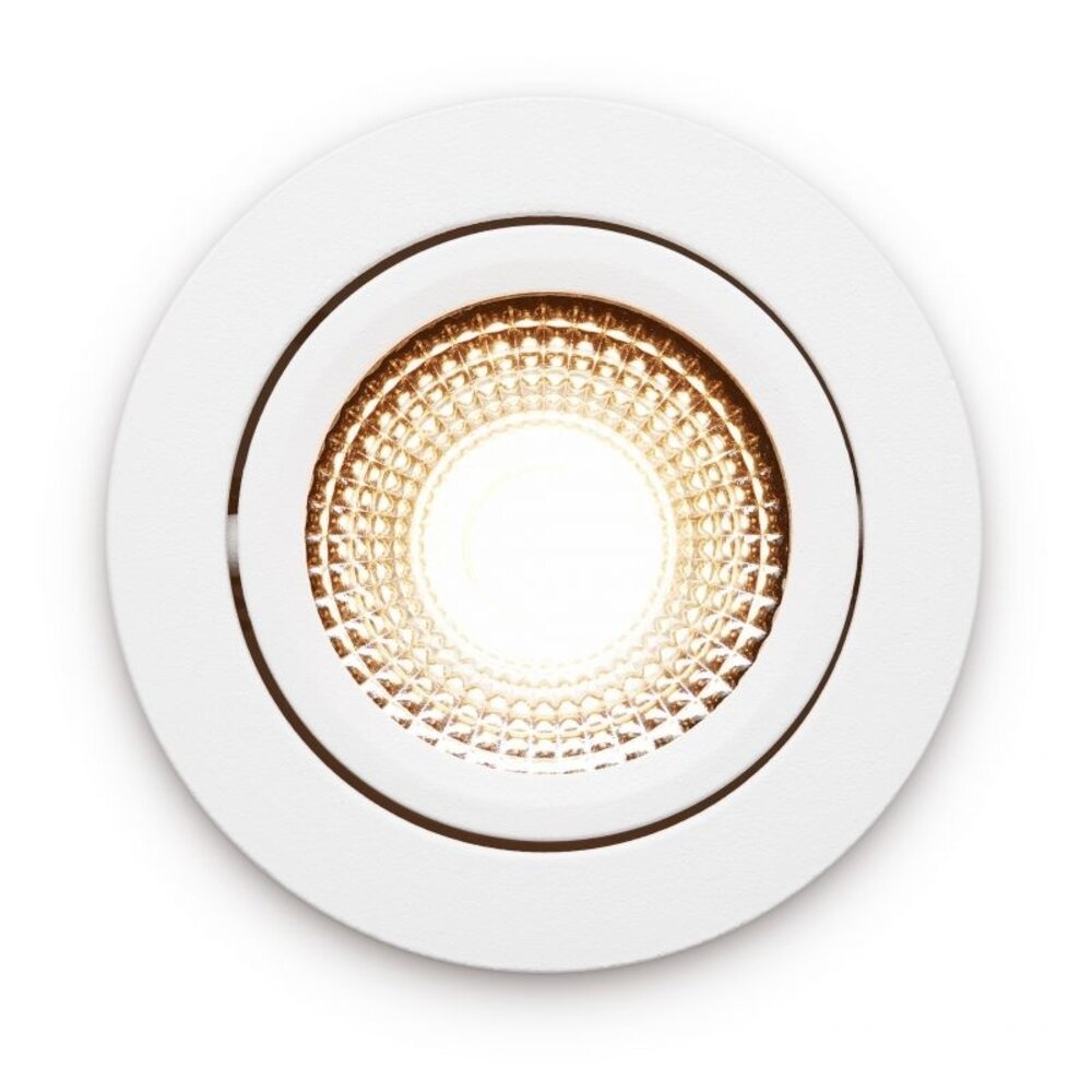 LCB LED Inbouwspot IP54 - Wit Kantelbaar - 5W 450LM -  2200K Warm Wit - CRI90> | Zaagmaat 75mm - Inbouwdiepte 23mm - TRIAC Dimbaar