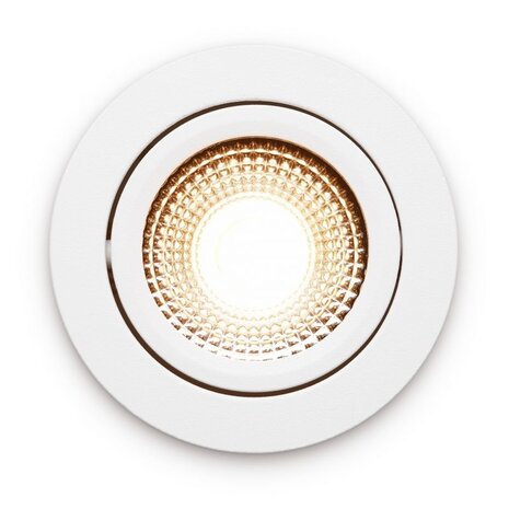 LCB LED Inbouwspot IP54 - Wit Kantelbaar - 5W 450LM -  2200K Warm Wit - CRI90> | Zaagmaat 75mm - Inbouwdiepte 23mm - TRIAC Dimbaar