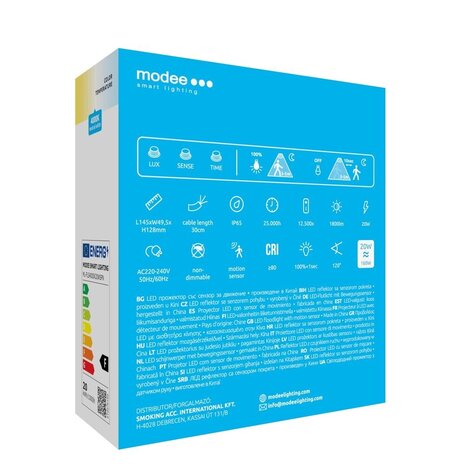 Modee LED Schijnwerper met sensor V3 - 20W 1800lm - 4000K 840 - IP65 Modee LED Schijnwerper met sensor V3 - 20W 1800lm - 4000K 840 - IP65