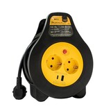 Technik Kabelhaspel 10m - 2-voudig met randaarde en USB-A en USB-C -  3x1.5mm2