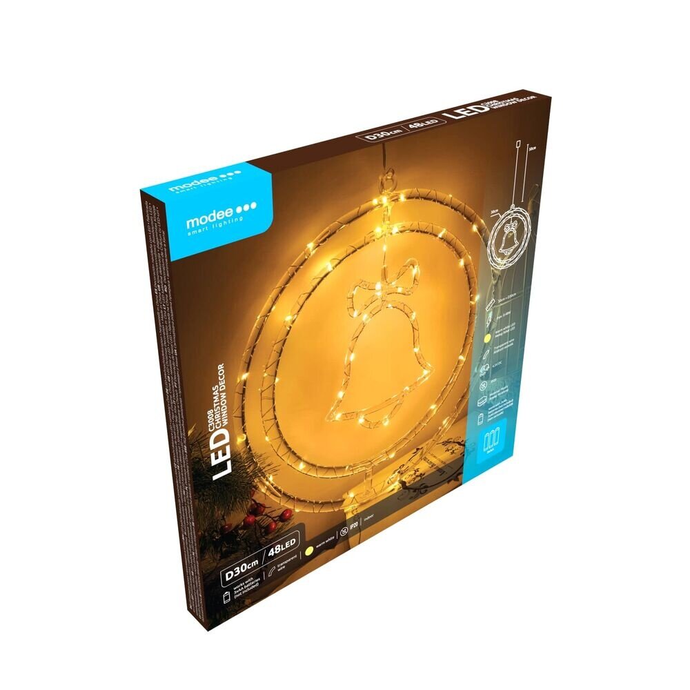 Modee LED Kerstkrans Bel - Ø30cm - 48 LED's - Warm Wit - Op Batterij
