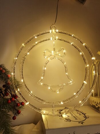Modee LED Kerstkrans Bel - Ø30cm - 48 LED's - Warm Wit - Op Batterij