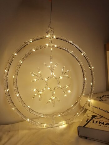 Modee LED Kerstkrans Sneeuwvlok - Ø30cm - 48 LED's - Warm Wit - Op Batterij