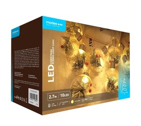 Modee Kerst Lichtsnoer met Bollen - 3 Meter - 10 LED's - Warm Wit Modee Kerst Lichtsnoer met Bollen - 3 Meter - 10 LED's - Warm Wit