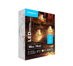 Modee Kerst Lichtsnoer met Kerstmannetjes - 1.2 Meter - 10 LED's - Op Batterij