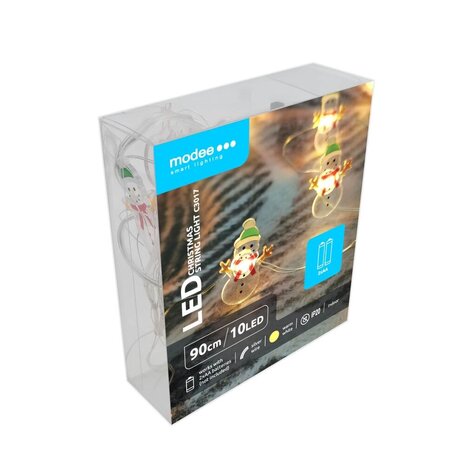 Modee Kerst Lichtsnoer met Sneeuwpoppen - 1.2 Meter - 10 LED's - Op Batterij