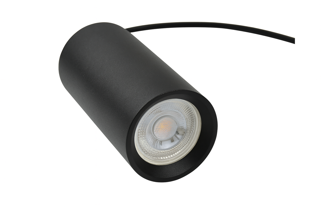 LCB 1-Fase Spanningsrail - Hanglamp - GU10 - 60x130mm - 150cm aansluitsnoer - Zwart - Aluminium