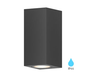 Braytron LED Wandlamp - Vierkant - IP44 - Grijs - Exclusief lichtbron | 2xGU10 - Max. 2x35W