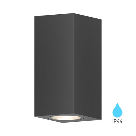 Braytron LED Wandlamp - Vierkant - IP44 - Grijs - Exclusief lichtbron | 2xGU10 - Max. 2x35W