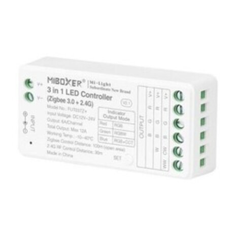 Miboxer MiBoxer - Zigbee 3.0 - 12A RGB/RGBW/RGB+CCT LED Controller - 12-24V - FUT037Z+ Miboxer MiBoxer - Zigbee 3.0 - 12A RGB/RGBW/RGB+CCT LED Controller - 12-24V - FUT037Z+