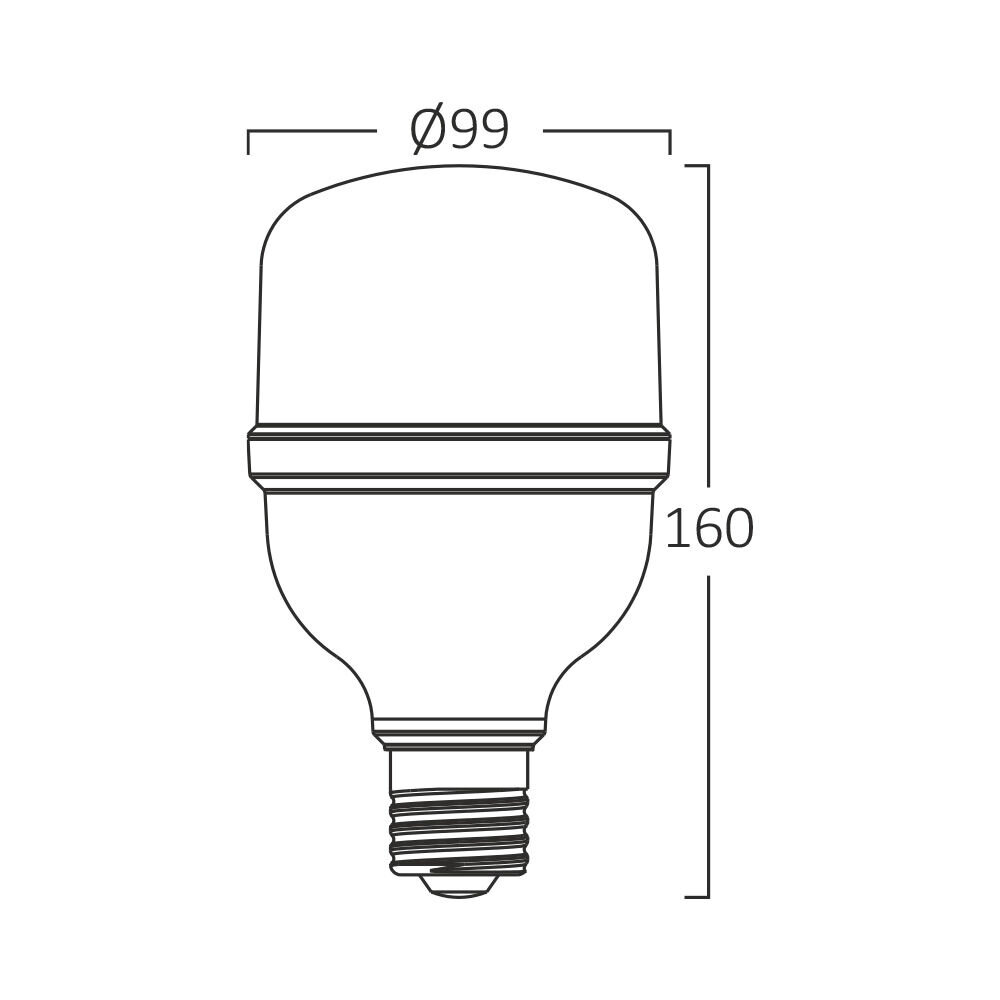 Braytron LED Lamp - E27 T100 - 28W 3000lm - 3000K Warm Wit | Vervangt 175W