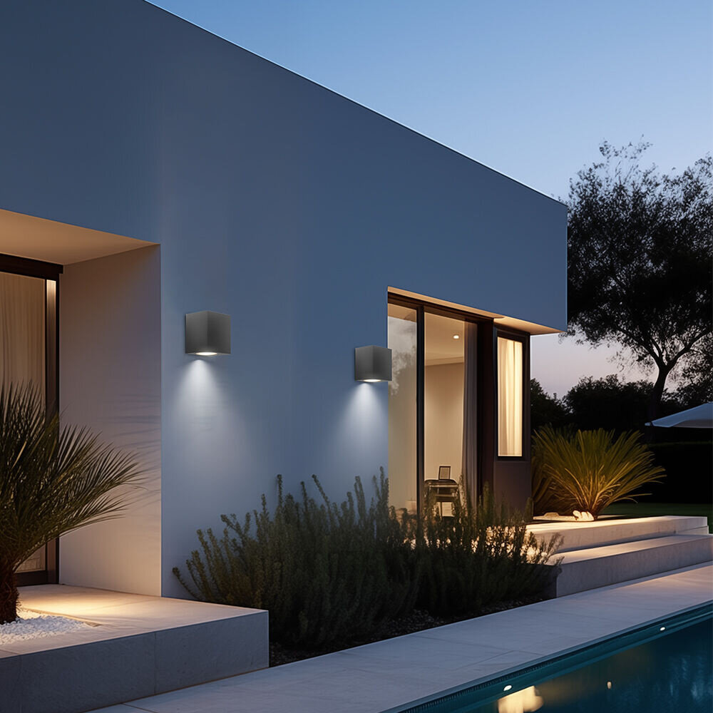 Braytron LED Wandlamp Buiten - 1x GU10 - Antraciet - Aluminium - IP44