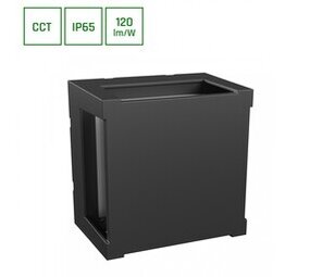 Spectrum LED Wandlamp Verto Square Cup – 10W – CCT 2700K/4000K/6000K – 230V – IP65 – 120 lm/W – Zwart – Opbouwmontage – 2 Jaar Garantie