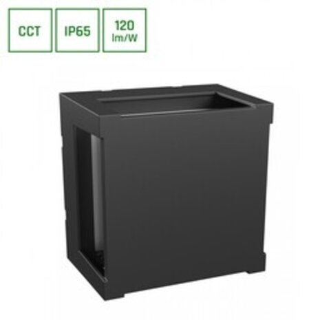 Spectrum LED Wandlamp Verto Square Cup – 10W – CCT 2700K/4000K/6000K – 230V – IP65 – 120 lm/W – Zwart – Opbouwmontage – 2 Jaar Garantie