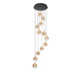 Lucide LED Hanglamp Gisela – Ø61 cm – 12×3,5W – 3360 Lumen – 2700K – Dimbaar – Amber Glas – Ovaal – In hoogte verstelbaar – Premium Lucide LED Hanglamp Gisela – Ø61 cm – 12×3,5W – 3360 Lumen – 2700K – Dimbaar – Amber Glas – Ovaal – In hoogte verstelbaar – Premium