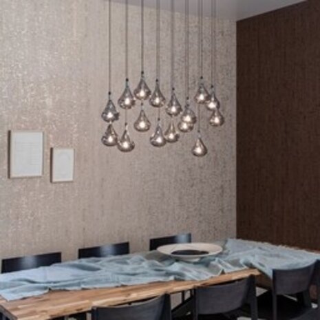 Lucide LED Hanglamp TEARS - G4 fitting - 16x1,5W - 3000K - Dimbaar - Zwart