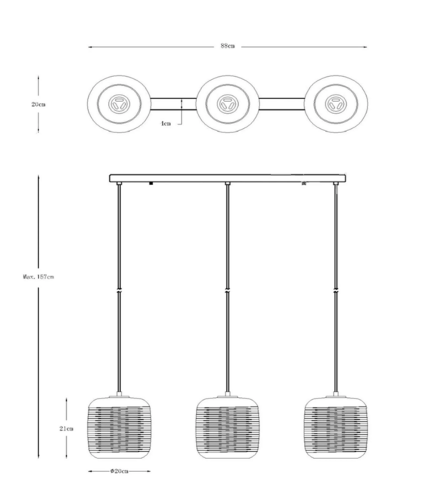 Lucide Lucide Eryn Hanglamp Zwart Metaal 3x E27 Rond Design