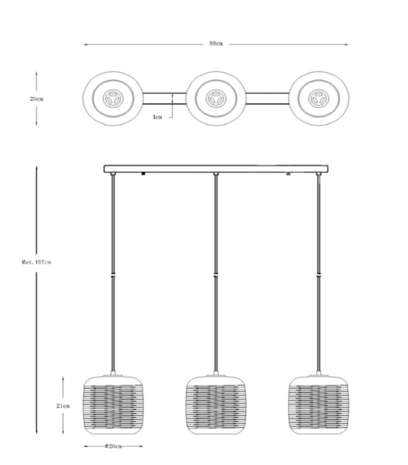 Lucide Lucide Eryn Hanglamp Zwart Metaal 3x E27 Rond Design