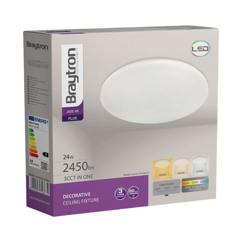 Braytron Braytron Jade LED Plafondlamp 24W 3in1 Wit