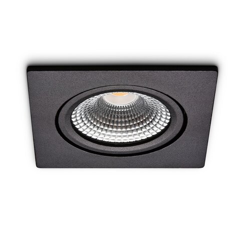 Ledisons LED-inbouwspot Trento Zwart 5W Dimbaar IP54 – 450lm, 2700K, 75mm zaagmaat