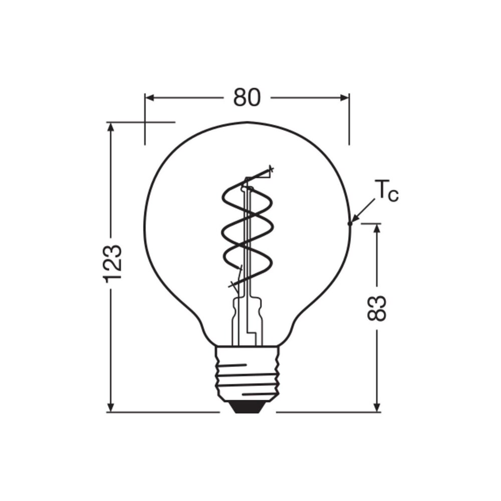 Ledvance LED Globe Filament Lamp E27 G80 Helder Dimbaar 7,2W 806Lm 2700K CRI90