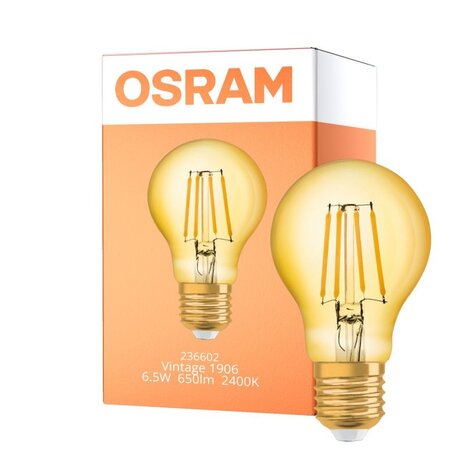 Ledvance OSRAM Vintage 1906 LED E27 Peer Filament Goud 6.5W 725lm 824 Zeer Warm Wit Dimbaar