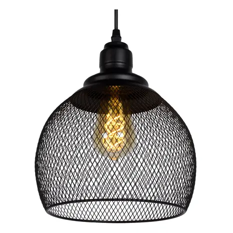 Lucide MESH Hanglamp-Zwart-Ø22-1xE27-60W-Metaal