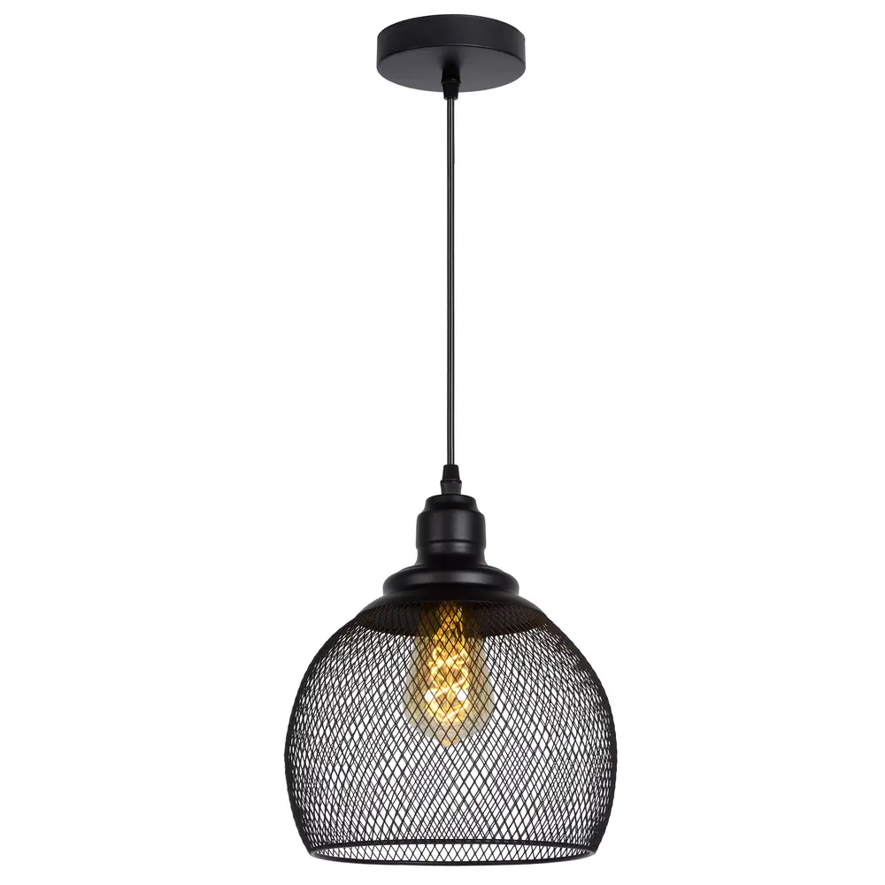 Lucide MESH Hanglamp-Zwart-Ø22-1xE27-60W-Metaal