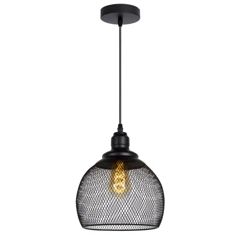 Lucide MESH Hanglamp-Zwart-Ø22-1xE27-60W-Metaal