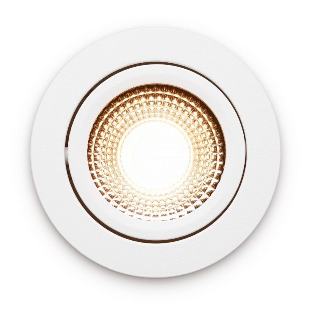 LCB LED Inbouwspot IP54 - Wit Kantelbaar - 5W 450LM -  2200K Warm Wit - CRI90> | Zaagmaat 75mm - Inbouwdiepte 23mm - TRIAC Dimbaar - Copy