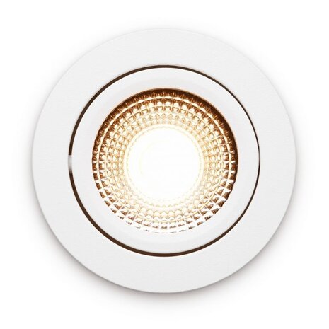 LCB LED Inbouwspot IP54 - Wit Kantelbaar - 5W 450LM -  2200K Warm Wit - CRI90> | Zaagmaat 75mm - Inbouwdiepte 23mm - TRIAC Dimbaar - Copy