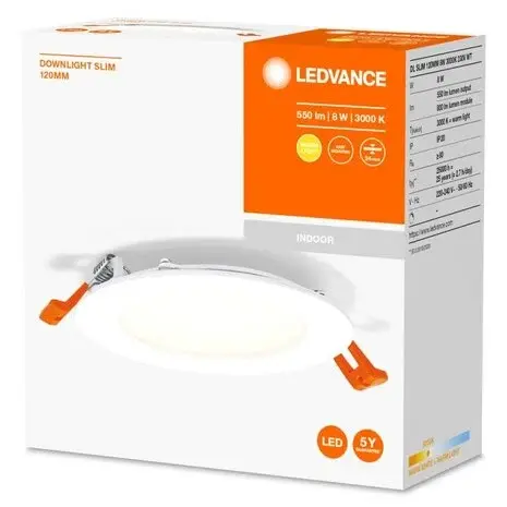 Ledvance LED Downlight Slim Inbouw Wit 8W 550lm 110° - 830 Warmwit | 120mm - Zaagmaat 105mm