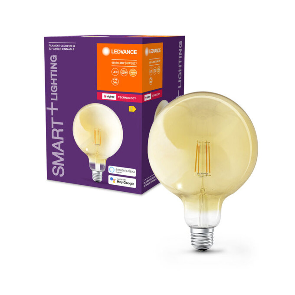 Osram Smart+ Zigbee E27 Globe Classic Filament Goud 6W 680lm - 825 Zeer Warm Wit | Dimbaar - Vervangt 50W Osram Smart+ Zigbee E27 Globe Classic Filament Goud 6W 680lm - 825 Zeer Warm Wit | Dimbaar - Vervangt 50W