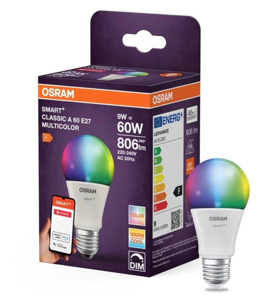 Osram Smart+ Zigbee LED Spot E27 9W 806lm - 827-865 Afstembaar Wit+ RGB | Zigbee Dimbaar - Vervangt 75W