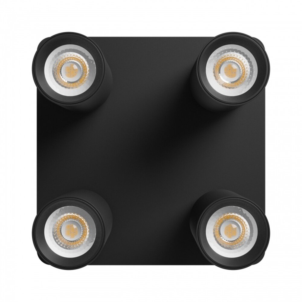 LCB LED plafondspot mat zwart - 4 verstelbare spots - GU10 aansluiting
