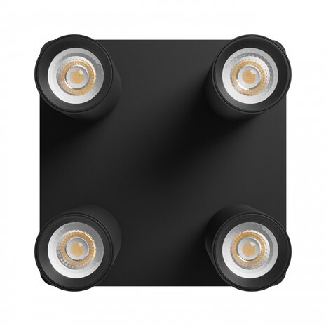 LCB LED plafondspot mat zwart - 4 verstelbare spots - GU10 aansluiting