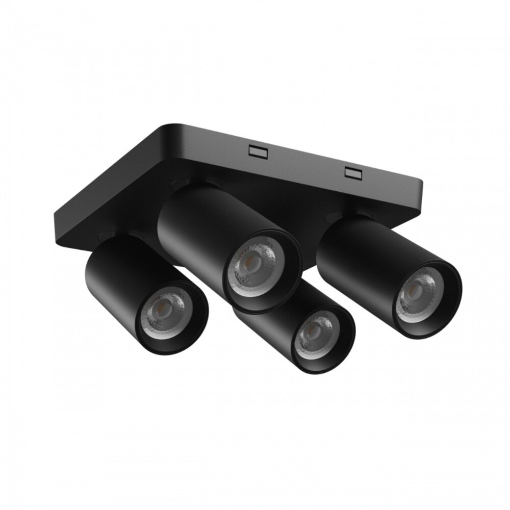 LCB LED plafondspot mat zwart - 4 verstelbare spots - GU10 aansluiting