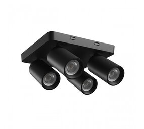 LCB LED plafondspot mat zwart - 4 verstelbare spots - GU10 aansluiting