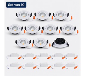 LCB Set van 10 LED Inbouwspots IP65 Wit 82mm 5W 2700K Triac Dimbaar