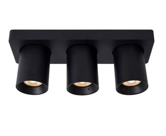 Lucide LED 3-Lichts Opbouwspot Nigel Zwart GU10 3x5W 2200K Dimbaar