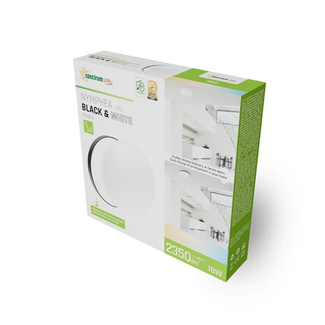Spectrum LED Plafondlamp - 18W 2350lm - CCT - 250mm - IP54 - incl. zwarte omranding