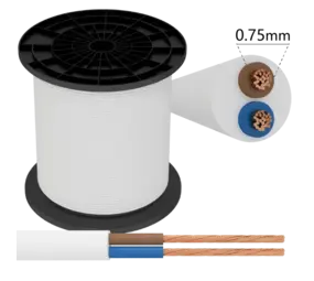 Aigostar OP=OP Aansluitsnoer H05VV-F - 2x0.75mm² - 150m - Wit Aigostar OP=OP Aansluitsnoer H05VV-F - 2x0.75mm² - 150m - Wit