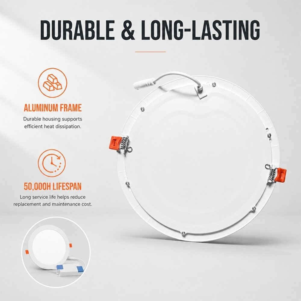 LCB LED Dimbare inbouwspot rond aluminium - 12W vervangt 100W - zaagmaat 155mm - 4000K helder wit licht LCB LED Dimbare inbouwspot rond aluminium - 12W vervangt 100W - zaagmaat 155mm - 4000K helder wit licht