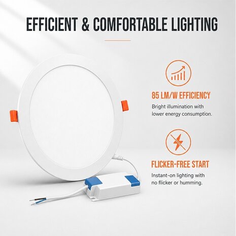 LCB LED Dimbare inbouwspot rond aluminium - 12W vervangt 100W - zaagmaat 155mm - 4000K helder wit licht LCB LED Dimbare inbouwspot rond aluminium - 12W vervangt 100W - zaagmaat 155mm - 4000K helder wit licht