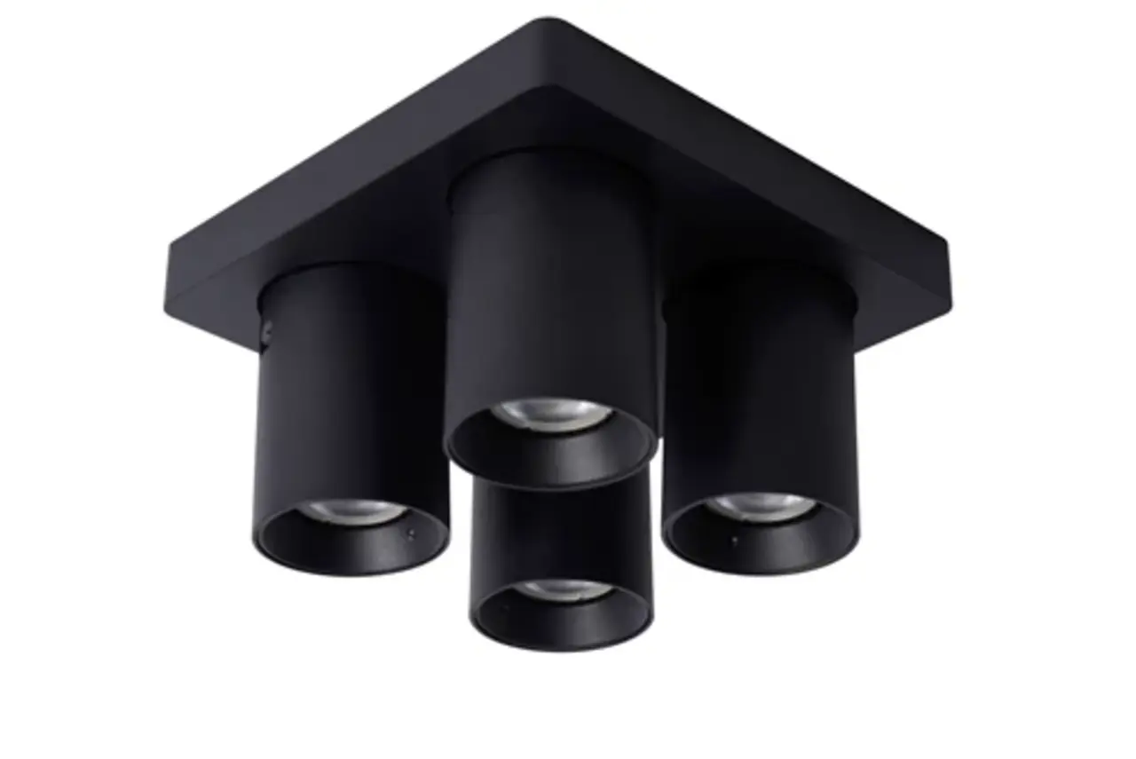 Lucide OP=OP NIGEL Plafondspot-Zwart-LED Dimb.-4xGU10-5W
