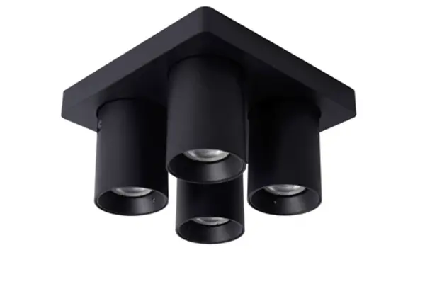 Lucide OP=OP NIGEL Plafondspot-Zwart-LED Dimb.-4xGU10-5W