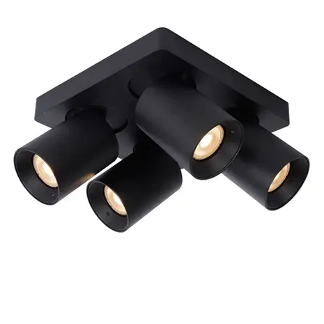 Lucide OP=OP NIGEL Plafondspot-Zwart-LED Dimb.-4xGU10-5W