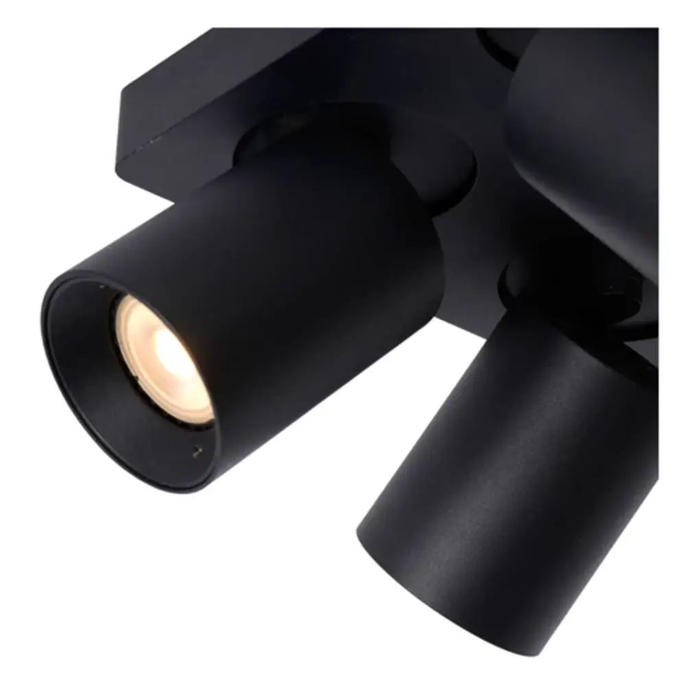 Lucide OP=OP NIGEL Plafondspot-Zwart-LED Dimb.-4xGU10-5W