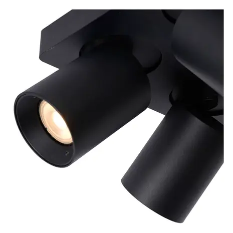 Lucide OP=OP NIGEL Plafondspot-Zwart-LED Dimb.-4xGU10-5W